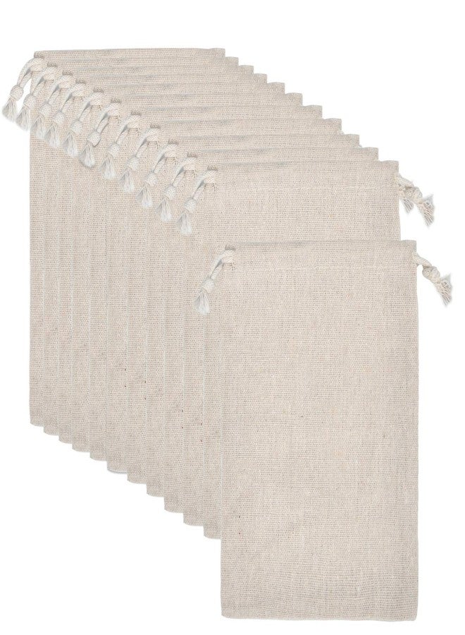 calary 50pcs 5x6.9 Inch Double Canvas Drawstring Bag Cotton Pouch Gift Sachet Bags Muslin Reusable Tea Bag - Image 1